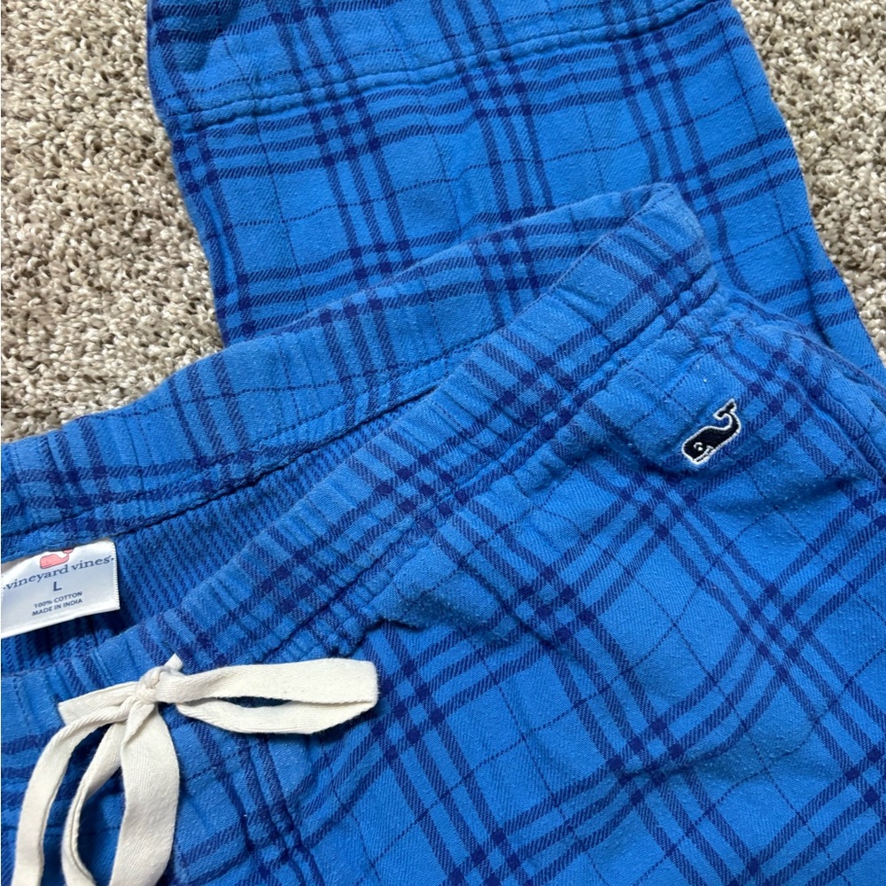 Vineyard Vines Flannel Blue Plaid Pajama L Womens PJ Lounge pants